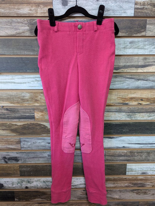 USED TuffRider Pink Youth English Breeches with Embroidered Horses 12 Pink