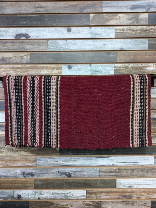 USED  Wool Western Saddle Blanket 36" x 36" Red/White