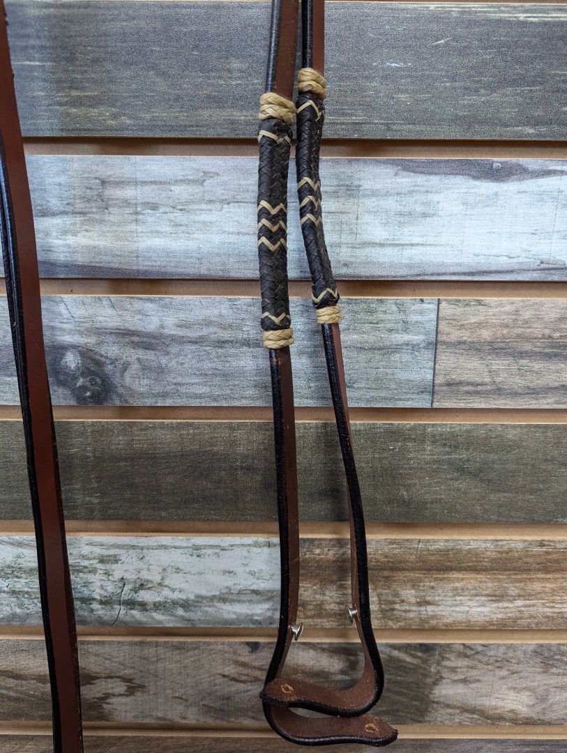 USED  Western Split Reins with Rawhide 90” Medium Oil