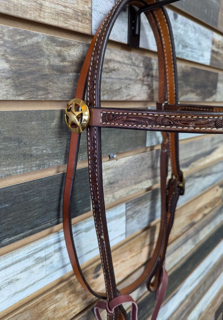 USED Billy Cook Western Saddle with Headstall, Breast Collar, and Back Cinch 17” Light Oil