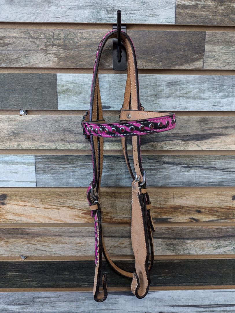 USED  Western Headstall with Pink Jewels Full Pink