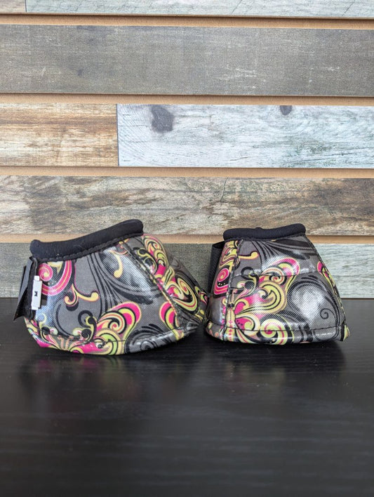 USED Classic Equine No Turn Bell Boots Medium Floral Pattern