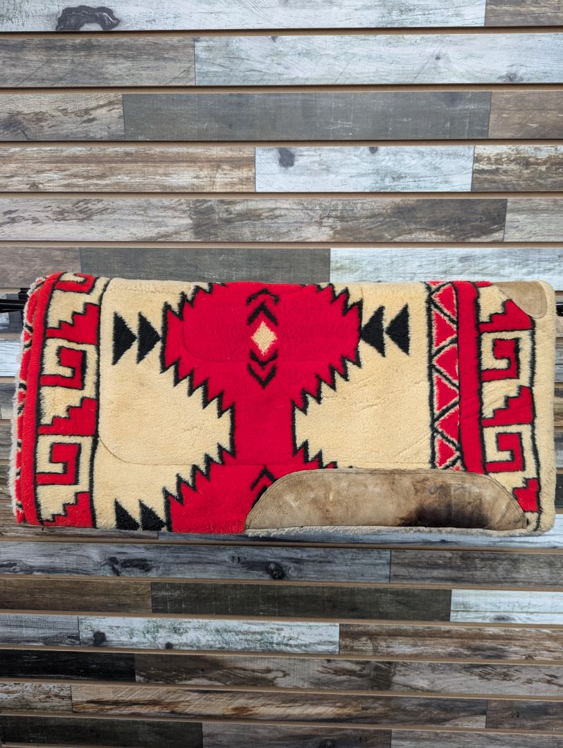 USED  Western Saddle Pad 30” x 30” Tan/Red