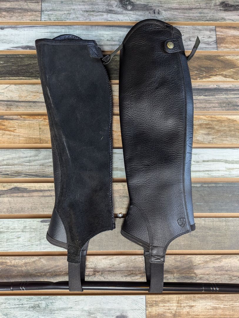 USED Ariat Leather Half Chaps Small Black