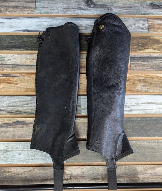 USED Ariat Leather Half Chaps Small Black