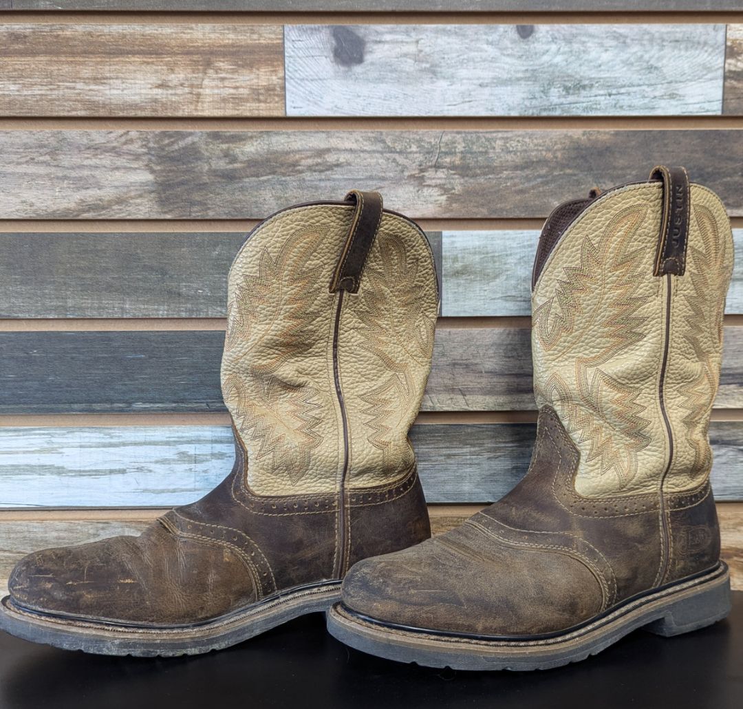 USED Justin Western Boots 11D Brown/Tan