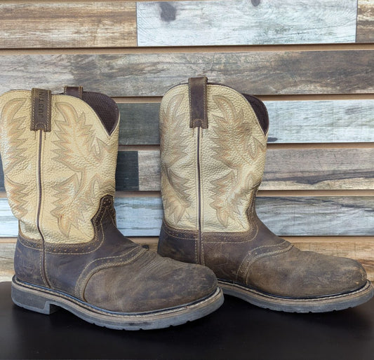 USED Justin Western Boots 11D Brown/Tan