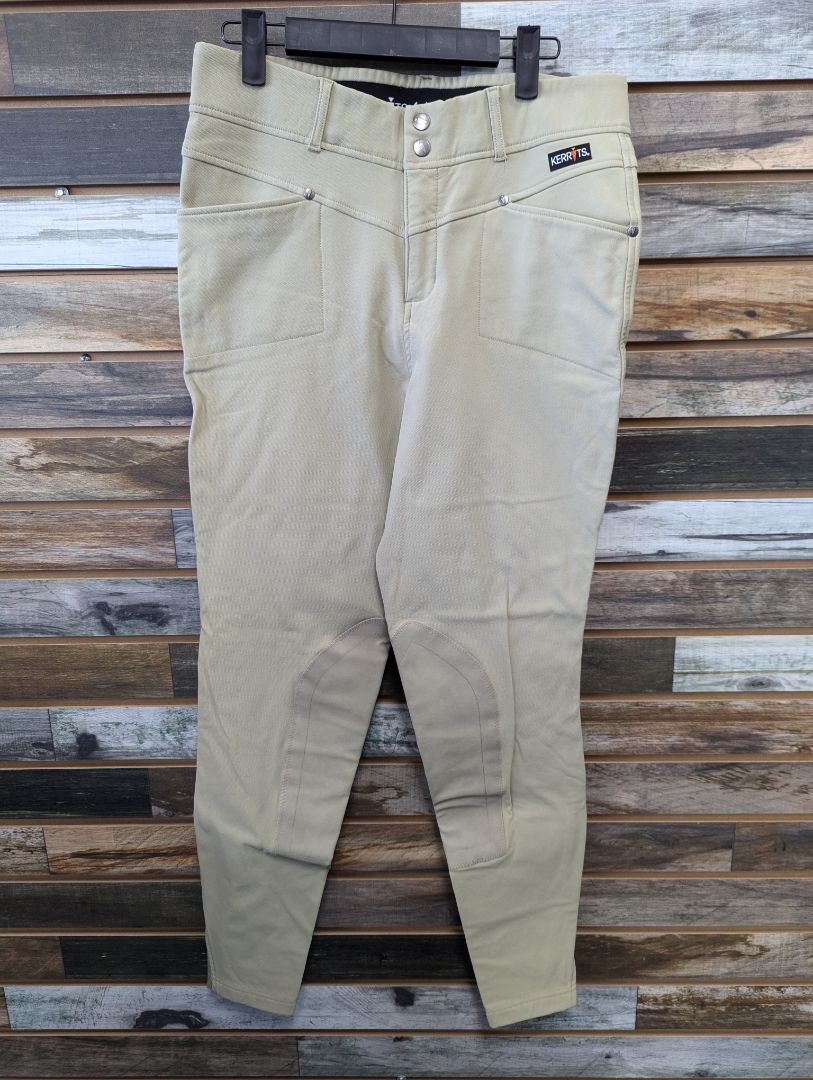 USED Kerrits Fleece Lined English Breeches Large Tan