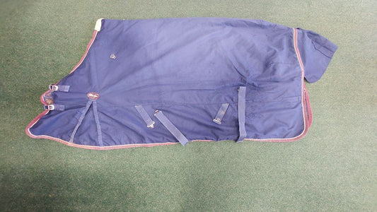 USED Big D Turnout Blanket 78” Navy w/Red Trim