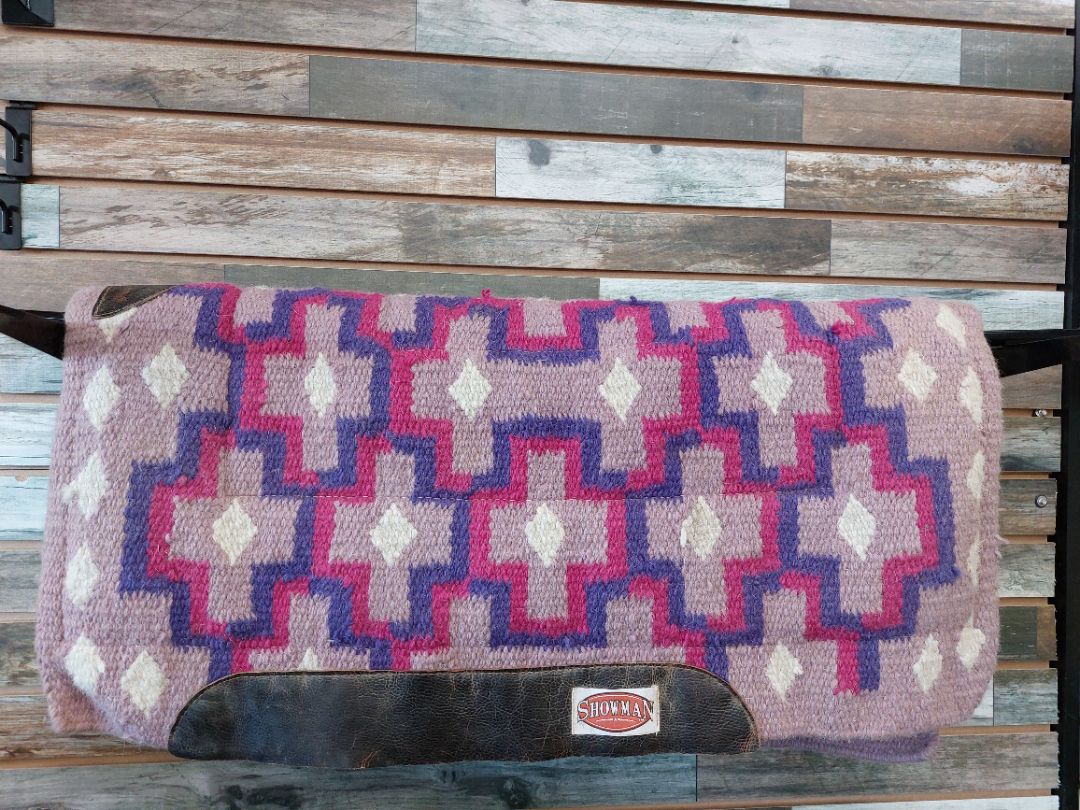 USED Showman Western Saddle Pad Wool 33" x 36" Pink/Purple