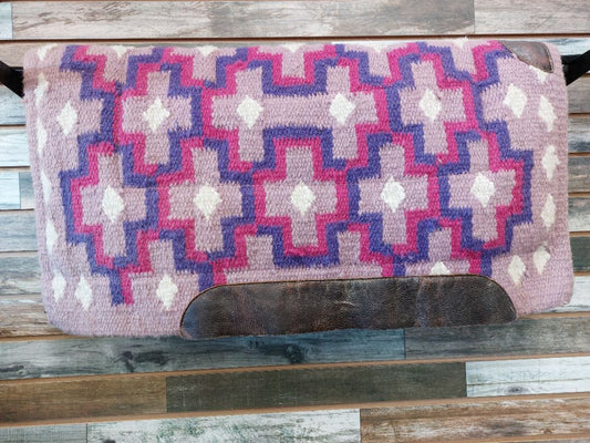 USED Showman Western Saddle Pad Wool 33" x 36" Pink/Purple