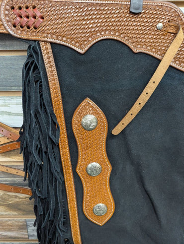 USED Tough1 Ladies Western Chaps XL Black/Medium Oil
