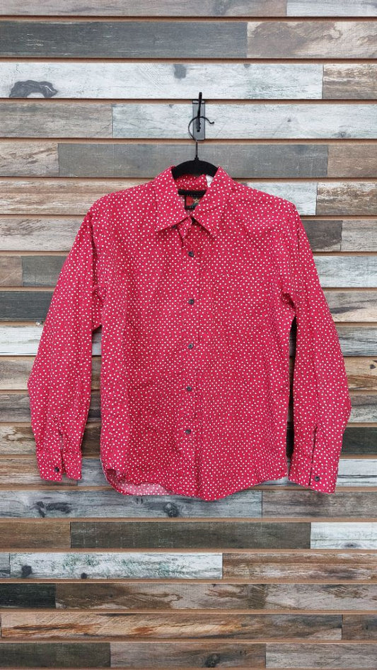 USED Roper Five Star Ladies Western Show Shirt Medium Red/White