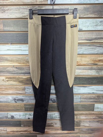 USED Kerrits Knee Patch Breeches Small Black/Tan