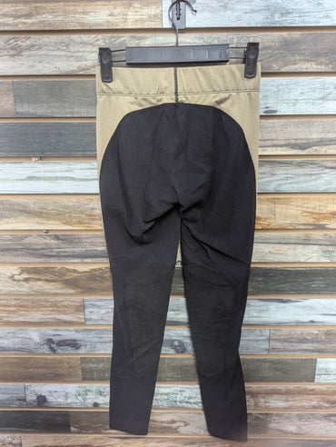 USED Kerrits Knee Patch Breeches Small Black/Tan