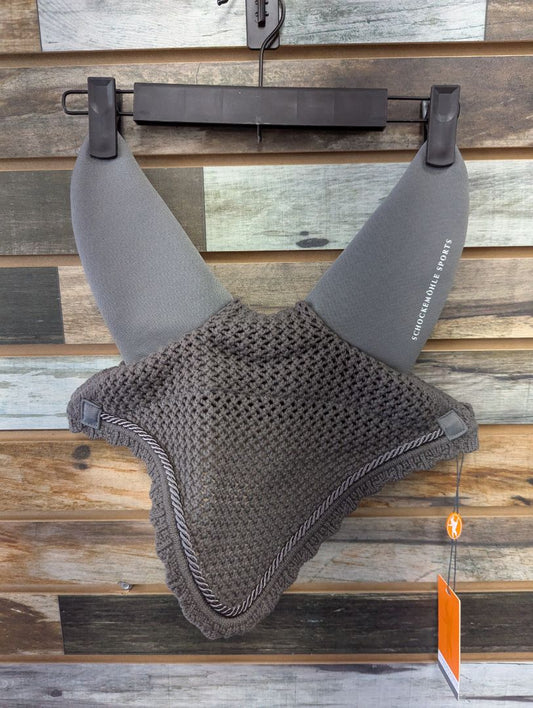 USED Equestrian Stockholm Crochet Ear Bonnet Cob Grey
