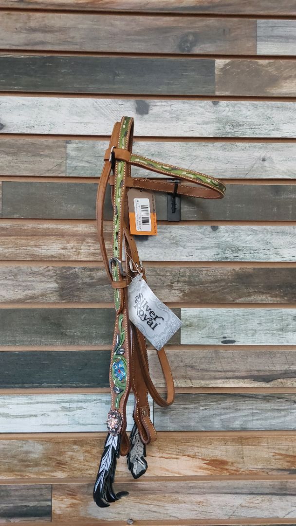 USED JTI Western Headstall Horse Medium Oil/Green