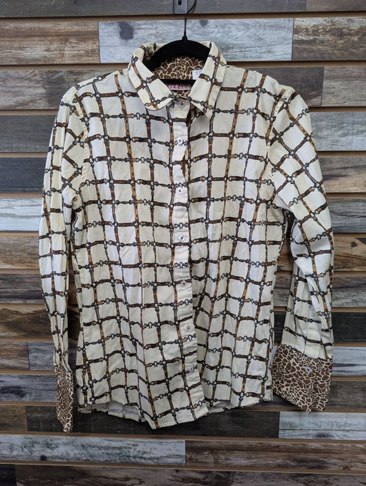 USED Tizzie Ladies English Riding top Large Cream/Brown
