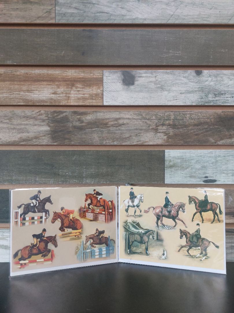 USED Animal Awareness Horse Cards Set 7 1/2” x 5 1/2” Tan/Brown