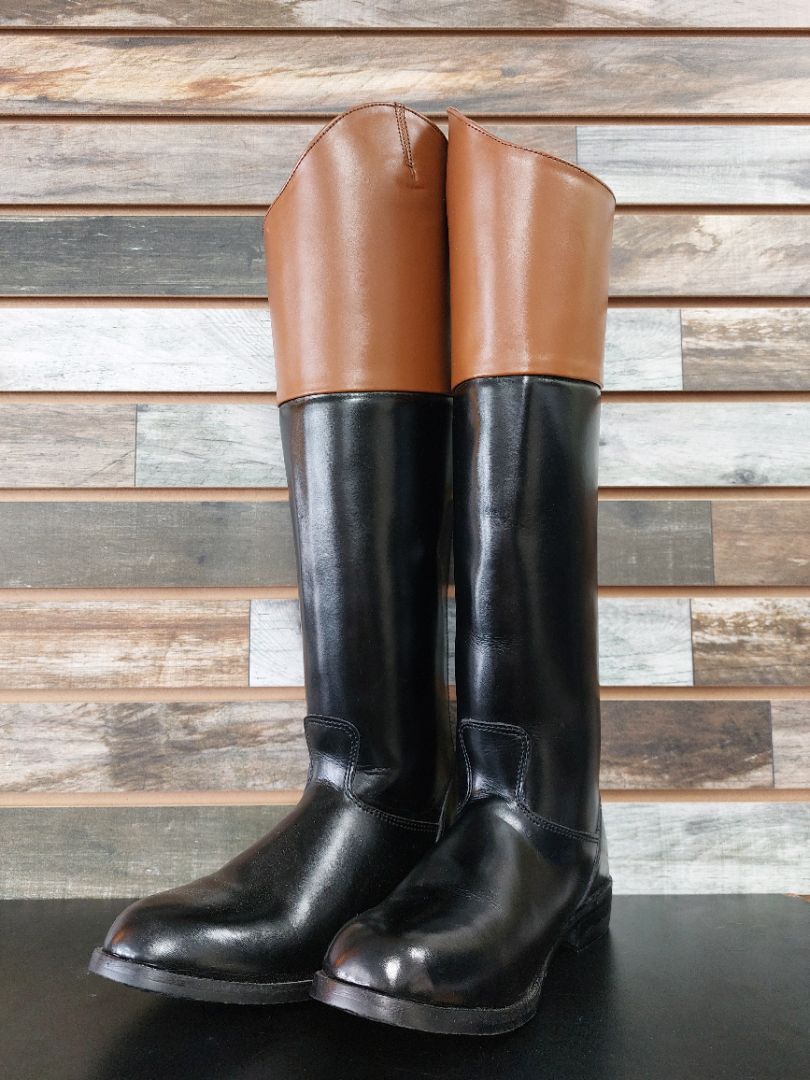 USED Hispar Ladies Tall Dress Boots 9 Black/Tan