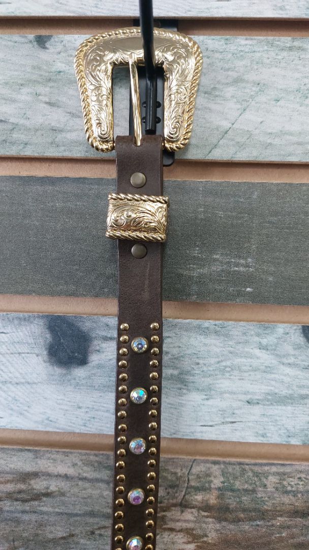 USED Nocona Ladies Western Belt L Brown/Gold