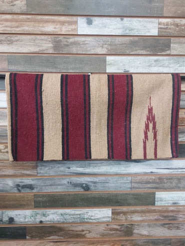 USED  Wool Western Saddle Blanket  Tan/Maroon/Black