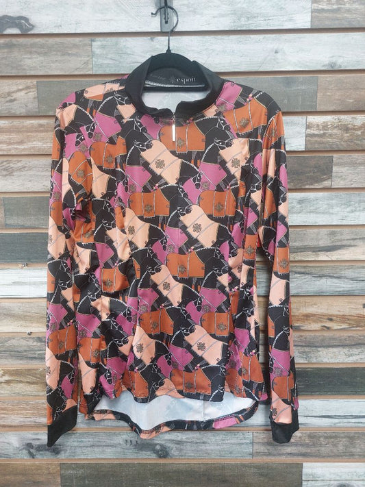 USED Espior Long Sleeve Extra Large Pink/Black/Orange/Brown