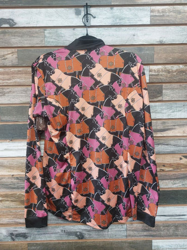 USED Espior Long Sleeve Extra Large Pink/Black/Orange/Brown