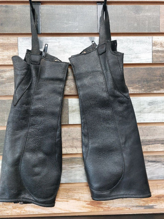 USED Rectiligne Ladies Leather Half Chaps Small Black