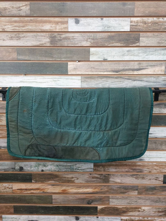 USED Diamond Wool Western Saddle Pad Wool 31 x 31” Green/Black