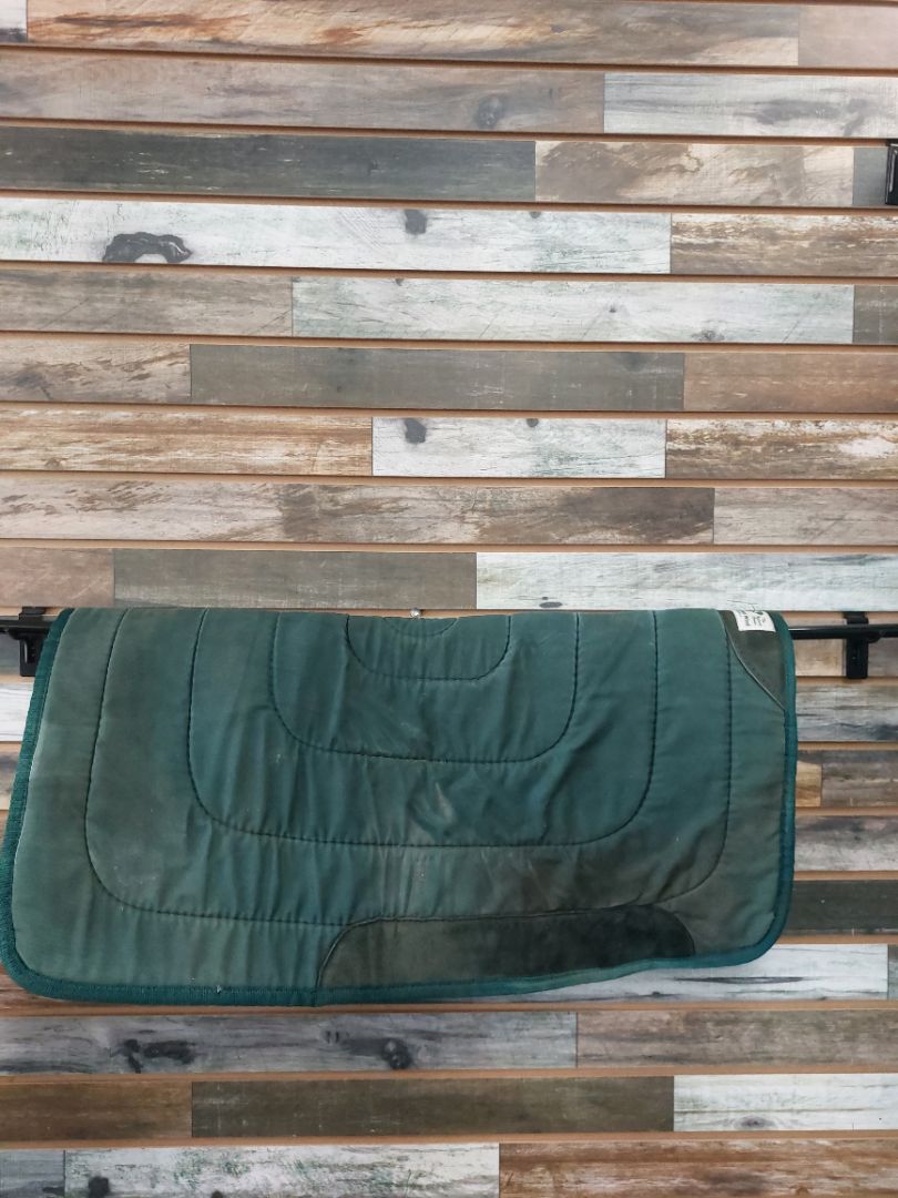 USED Diamond Wool Western Saddle Pad Wool 31 x 31” Green/Black