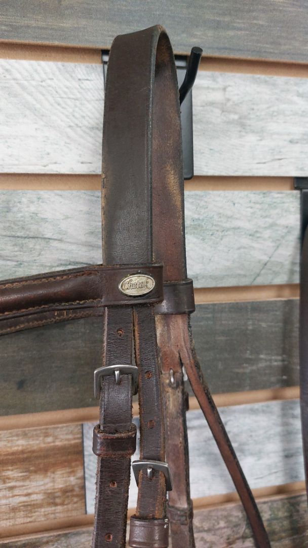 USED Chetek English Bridle No Noseband Horse Dark OIl
