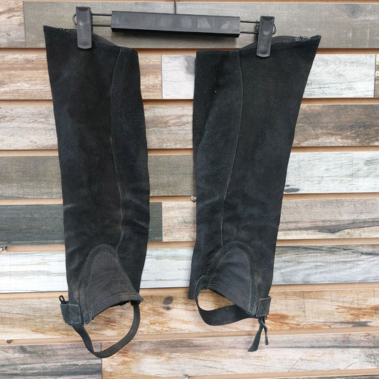 USED Golden Horseshoe Equestrian Ladies Half Chap Suede Large Black