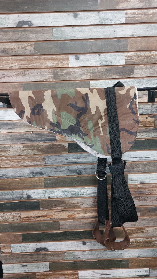 USED  Bareback Pad With Stirrups Horse Tan/Brown/Green Camo