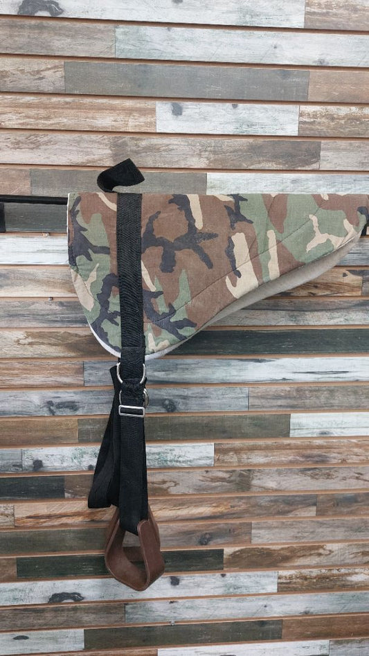 USED  Bareback Pad With Stirrups Horse Tan/Brown/Green Camo