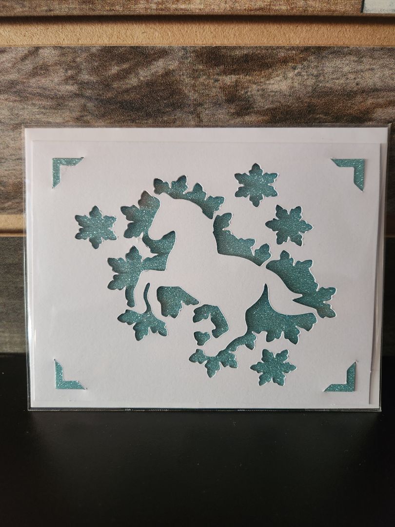 GGF Snowflake Horse Silhouette Card