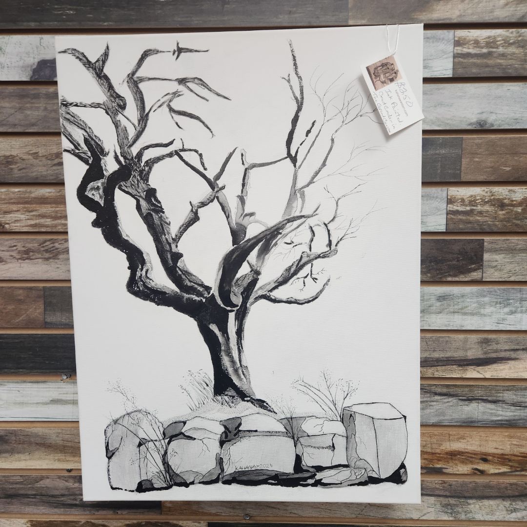 Kahana Western "Dead Cedar" Ink Painting 18" x 24"