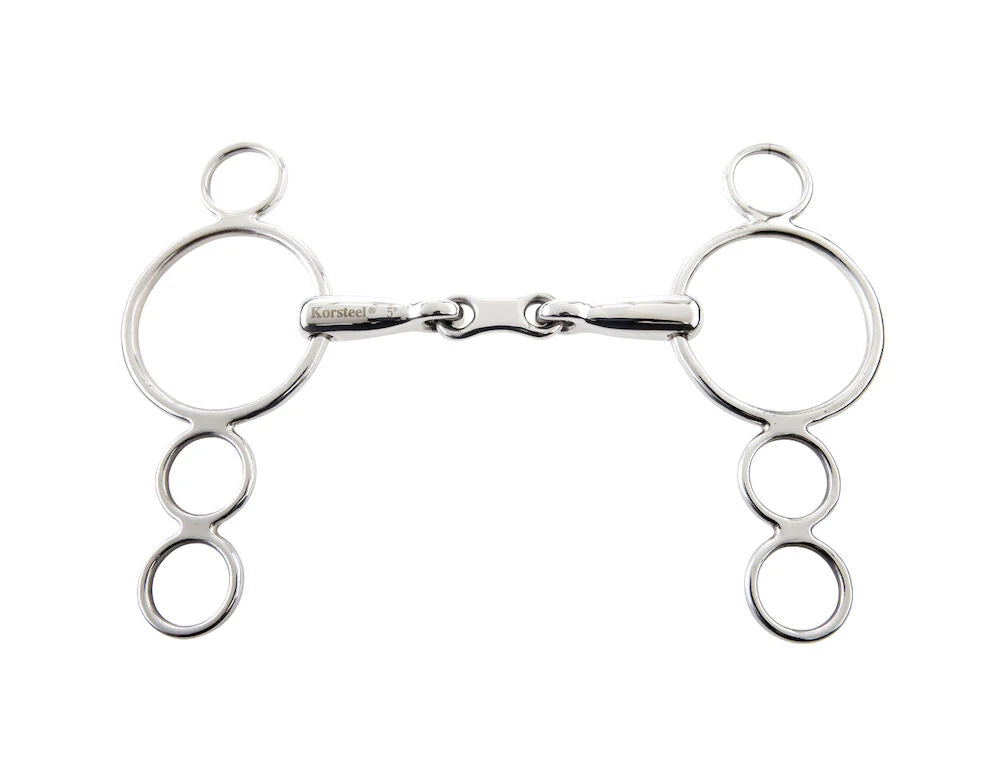 Korsteel Stainless Steel French Link 3 Ring Dutch Gag Bit 5.5"
