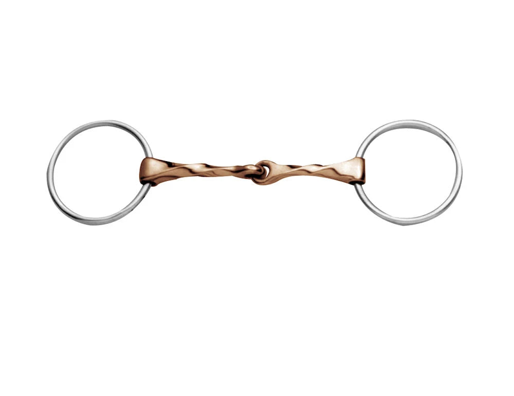 Stainless Steel Copper Mouth Slow Twist Loose Ring Snaffle Bit 5"