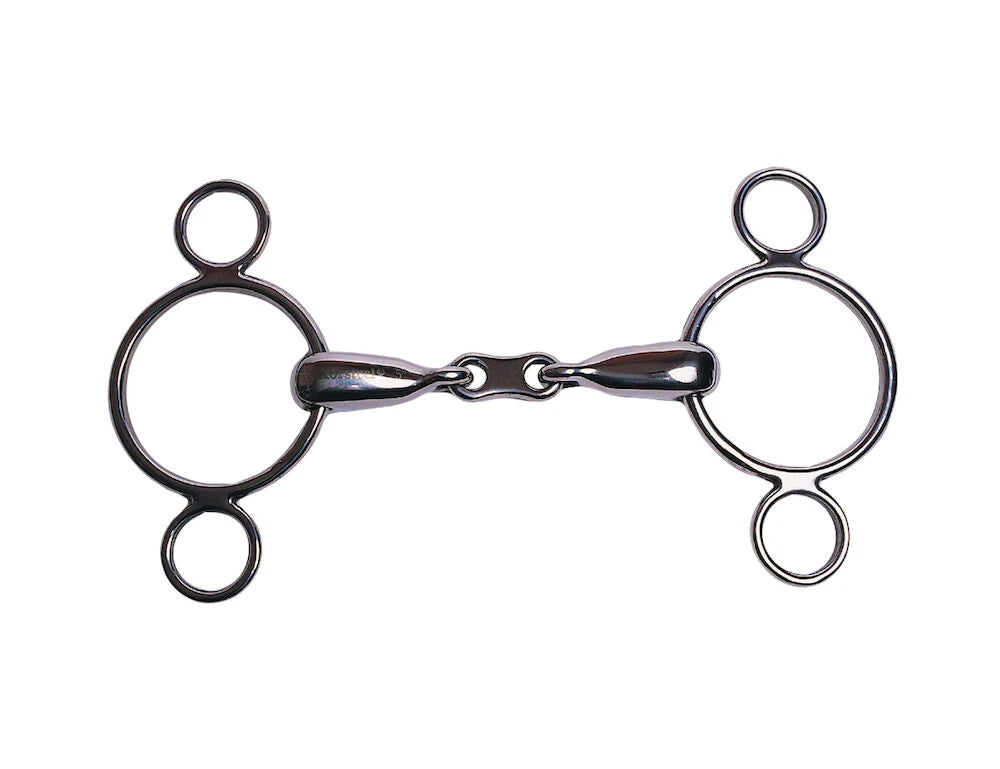 Stainless Steel French Link 2 Ring Dutch Gag Bit