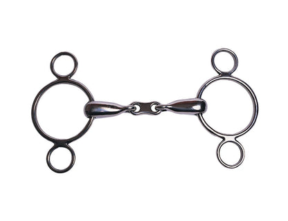 Stainless Steel French Link 2 Ring Dutch Gag Bit