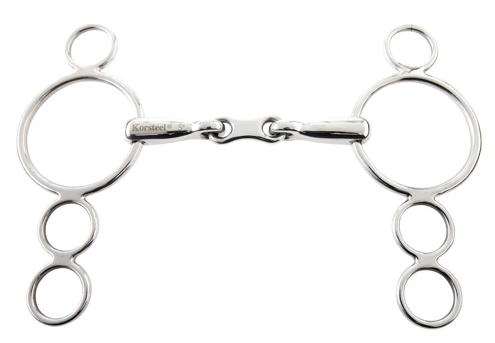 Korsteel Stainless Steel French Link 3 Ring Dutch Gag Bit 5"