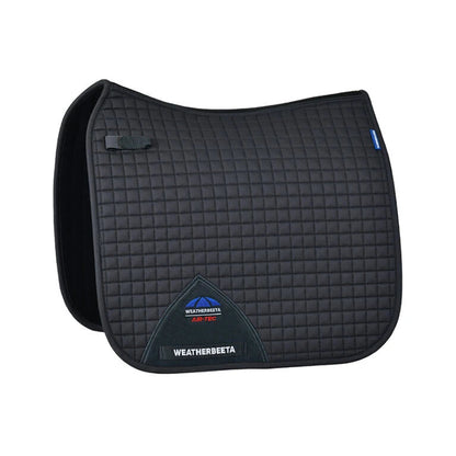 Dark Grey quilted saddle pad with Weatherbeeta logo on a white background