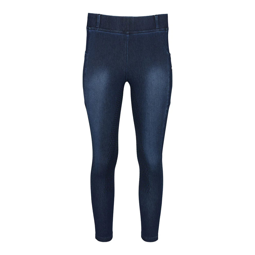 Equine Couture Ladies Denim Full Seat Silicon Tights with Phone Pocket