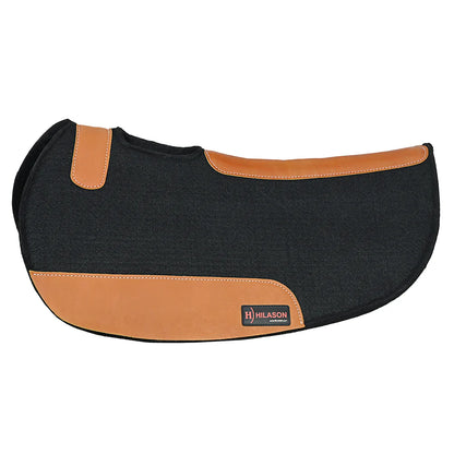 HILASON Western Wool Felt Contoured Horse Saddle Pad W/ Distressed Wear Leather | for Horses