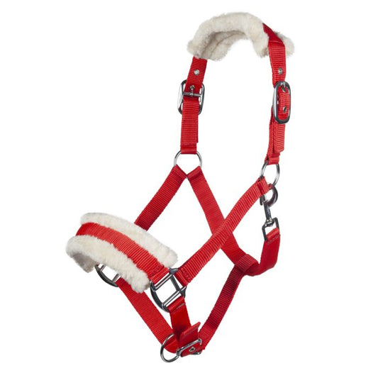 HKM Head collar -Bischofshofen- with plush padding Christmas Red