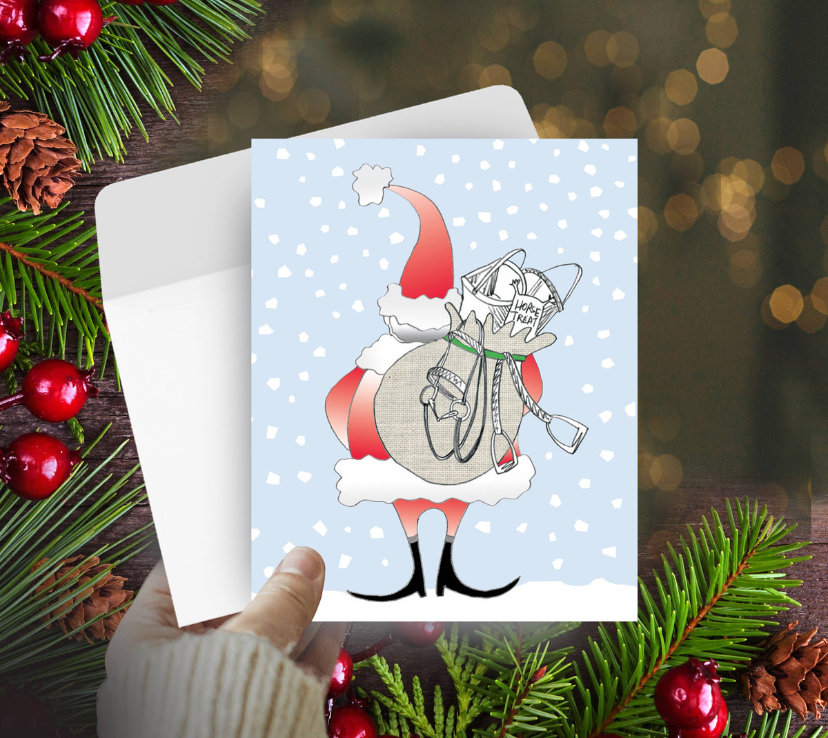 Horse Boxed Christmas Cards | Tack Filled Bag | 8 Holiday