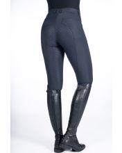 HKM Deep Blue Riding Breeches - "Luna"- Silicone Full Seat