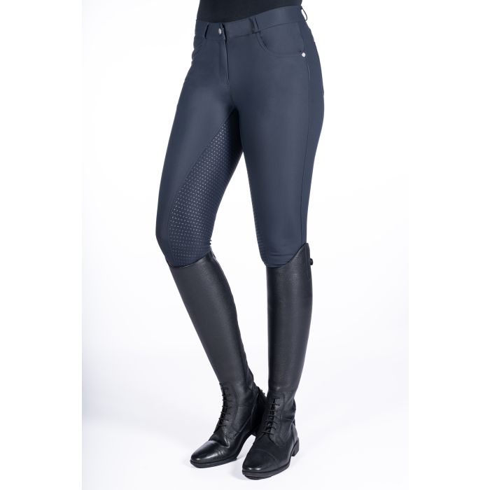 HKM Deep Blue Riding Breeches - "Luna"- Silicone Full Seat