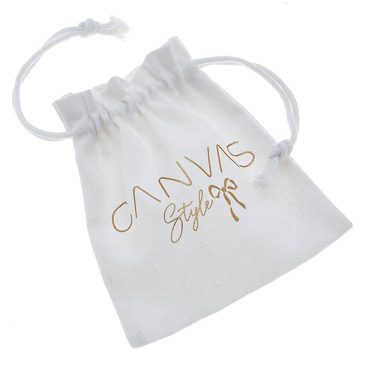 CANVAS Gift Pouch in White Canvas with Gold Foil Accents